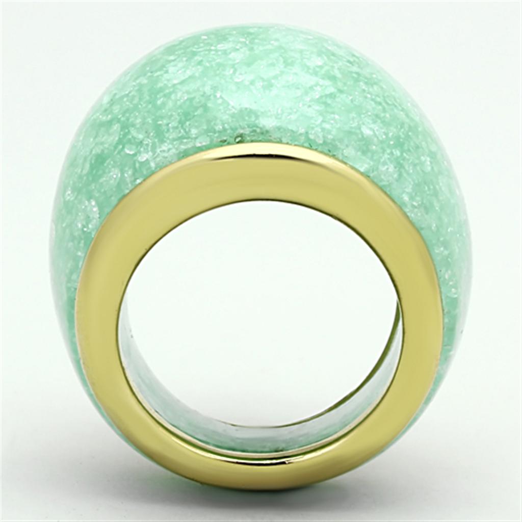 IP Gold(Ion Plating) Stainless Steel Ring with Synthetic Synthetic Stone in Emerald