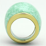 IP Gold(Ion Plating) Stainless Steel Ring with Synthetic Synthetic Stone in Emerald