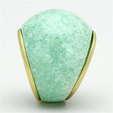 IP Gold(Ion Plating) Stainless Steel Ring with Synthetic Synthetic Stone in Emerald