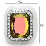 High polished (no plating) Stainless Steel Ring with Synthetic Synthetic Stone in Aquamarine AB