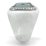 High polished (no plating) Stainless Steel Ring with Synthetic Synthetic Stone in Aquamarine AB