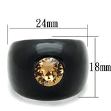 Resin Ring with Top Grade Crystal  in Light Smoked