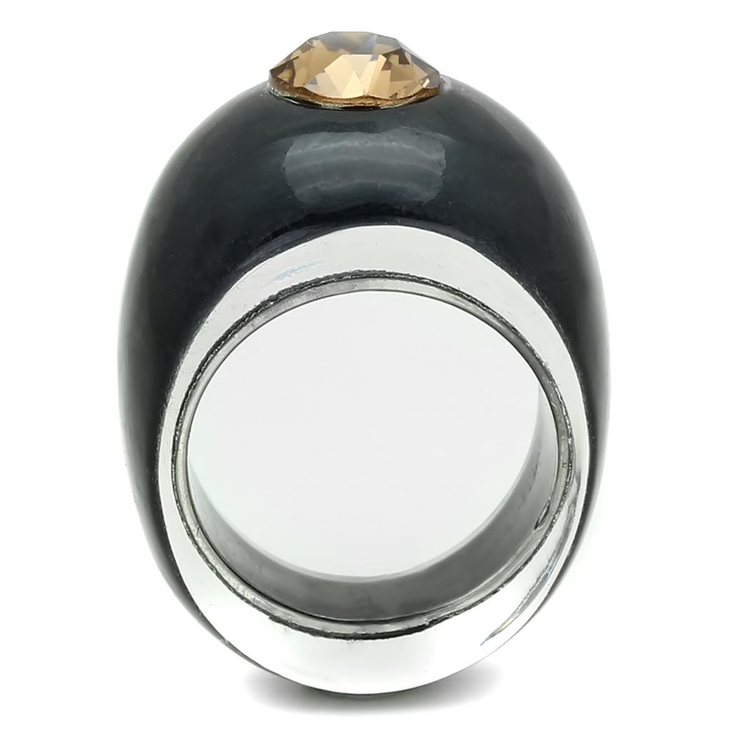 Resin Ring with Top Grade Crystal  in Light Smoked