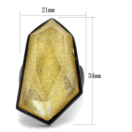 IP Black(Ion Plating) Stainless Steel Ring with Synthetic Synthetic Stone in Citrine Yellow