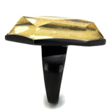 IP Black(Ion Plating) Stainless Steel Ring with Synthetic Synthetic Stone in Citrine Yellow