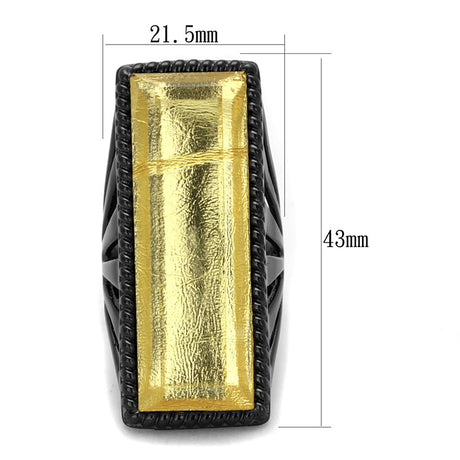 IP Black(Ion Plating) Stainless Steel Ring with Synthetic Synthetic Stone in Citrine Yellow