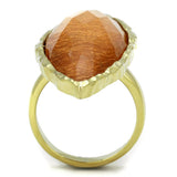 IP Gold(Ion Plating) Stainless Steel Ring with Synthetic Synthetic Stone in Orange