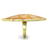 IP Gold(Ion Plating) Stainless Steel Ring with Synthetic Synthetic Stone in Orange