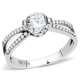 High polished (no plating) Stainless Steel Ring with AAA Grade CZ  in Clear
