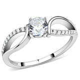 High polished (no plating) Stainless Steel Ring with AAA Grade CZ  in Clear