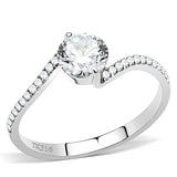 High polished (no plating) Stainless Steel Ring with AAA Grade CZ  in Clear
