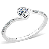 High polished (no plating) Stainless Steel Ring with AAA Grade CZ  in Clear