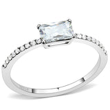 High polished (no plating) Stainless Steel Ring with Cubic  in Clear