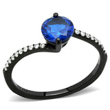 IP Black(Ion Plating) Stainless Steel Ring with Synthetic Spinel in London Blue