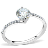 High polished (no plating) Stainless Steel Ring with AAA Grade CZ  in Clear
