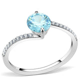 High polished (no plating) Stainless Steel Ring with AAA Grade CZ  in Sea Blue