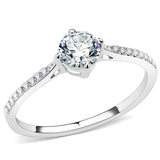 High polished (no plating) Stainless Steel Ring with AAA Grade CZ  in Clear