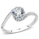 High polished (no plating) Stainless Steel Ring with AAA Grade CZ  in Clear