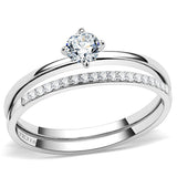 High polished (no plating) Stainless Steel Ring with AAA Grade CZ  in Clear
