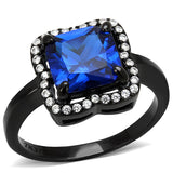 IP Black(Ion Plating) Stainless Steel Ring with Synthetic Spinel in London Blue