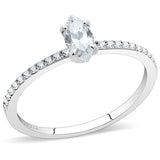 High polished (no plating) Stainless Steel Ring with Cubic  in Clear