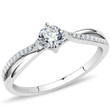 High polished (no plating) Stainless Steel Ring with AAA Grade CZ  in Clear