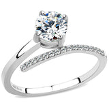 High polished (no plating) Stainless Steel Ring with AAA Grade CZ  in Clear