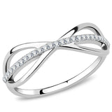 High polished (no plating) Stainless Steel Ring with AAA Grade CZ  in Clear