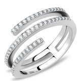 High polished (no plating) Stainless Steel Ring with AAA Grade CZ  in Clear