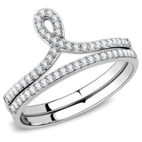 High polished (no plating) Stainless Steel Ring with AAA Grade CZ  in Clear