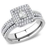 High polished (no plating) Stainless Steel Ring with AAA Grade CZ  in Clear