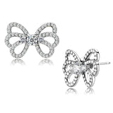 High polished (no plating) Stainless Steel Earrings with AAA Grade CZ  in Clear