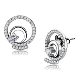 High polished (no plating) Stainless Steel Earrings with AAA Grade CZ  in Clear