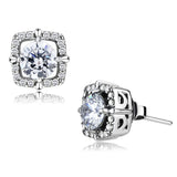 High polished (no plating) Stainless Steel Earrings with AAA Grade CZ  in Clear