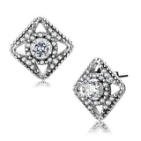 High polished (no plating) Stainless Steel Earrings with AAA Grade CZ  in Clear