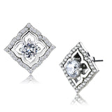 High polished (no plating) Stainless Steel Earrings with AAA Grade CZ  in Clear