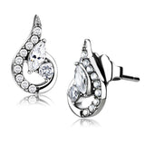 High polished (no plating) Stainless Steel Earrings with AAA Grade CZ  in Clear