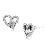 High polished (no plating) Stainless Steel Earrings with AAA Grade CZ  in Clear