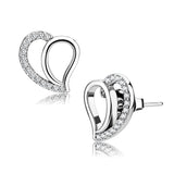 High polished (no plating) Stainless Steel Earrings with AAA Grade CZ  in Clear
