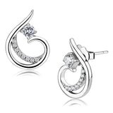 High polished (no plating) Stainless Steel Earrings with AAA Grade CZ  in Clear