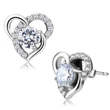 High polished (no plating) Stainless Steel Earrings with AAA Grade CZ  in Clear