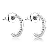 High polished (no plating) Stainless Steel Earrings with AAA Grade CZ  in Clear