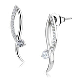 High polished (no plating) Stainless Steel Earrings with AAA Grade CZ  in Clear