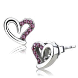 High polished (no plating) Stainless Steel Earrings with AAA Grade CZ  in Ruby