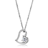 High polished (no plating) Stainless Steel Chain Pendant with AAA Grade CZ  in Clear