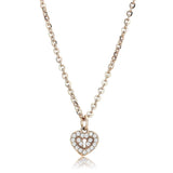 IP Rose Gold(Ion Plating) Stainless Steel Chain Pendant with AAA Grade CZ  in Clear