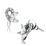 High polished (no plating) Stainless Steel Earrings with AAA Grade CZ  in Clear