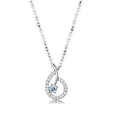 High polished (no plating) Stainless Steel Chain Pendant with AAA Grade CZ  in Sea Blue