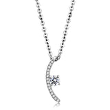 High polished (no plating) Stainless Steel Chain Pendant with AAA Grade CZ  in Clear