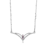 High polished (no plating) Stainless Steel Chain Pendant with AAA Grade CZ  in Light Rose